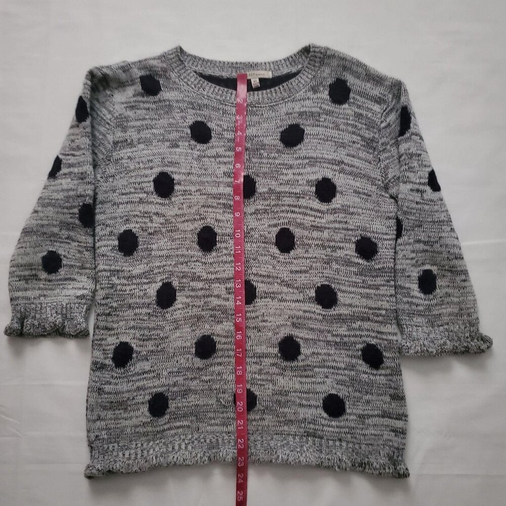 COZY Casual Women's Polka Dot 3/4 Sleeve Knit Gray Pullover Sweater Size M/L - Picture 10 of 10